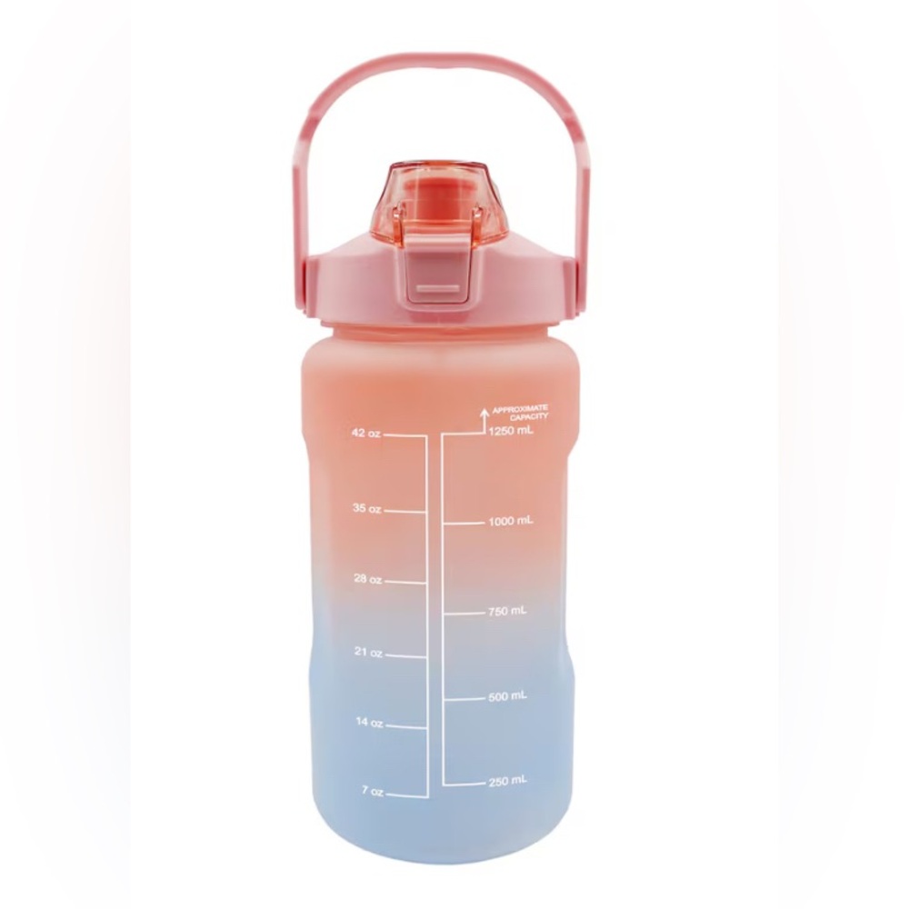 Water Bottle Ombre with Hydration Measurements & Flip-Top Lids, 42 oz. New